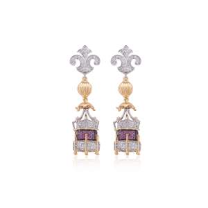 Designer Earrings with Certified Diamonds in 18k Yellow Gold - ER1128P